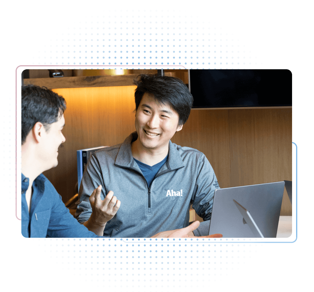 Aha! release management employees talking laughing